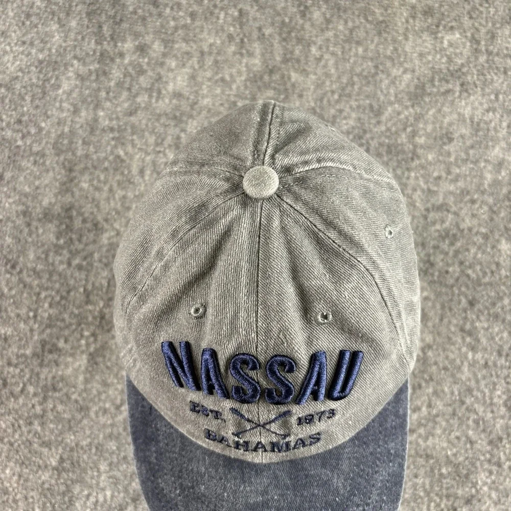 Nassau‎ Bahamas Baseball Cap Gray Blue Strapback Dad Hat Vacation Resort Beach